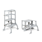 Ette Tete Leertoren Step'n Sit - Inklapbaar tot tafel en stoel - Grijs- Met extra support