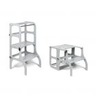 Ette Tete Leertoren Step'n Sit - Inklapbaar tot tafel en stoel - Grijs met zilver clips