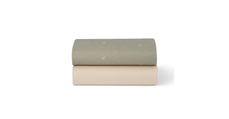 Snüz Jersey Hoeslakens –  Twin Set - Sage / Cross- Geschikt voor SnüzPod 3, 4, 5 & Studio