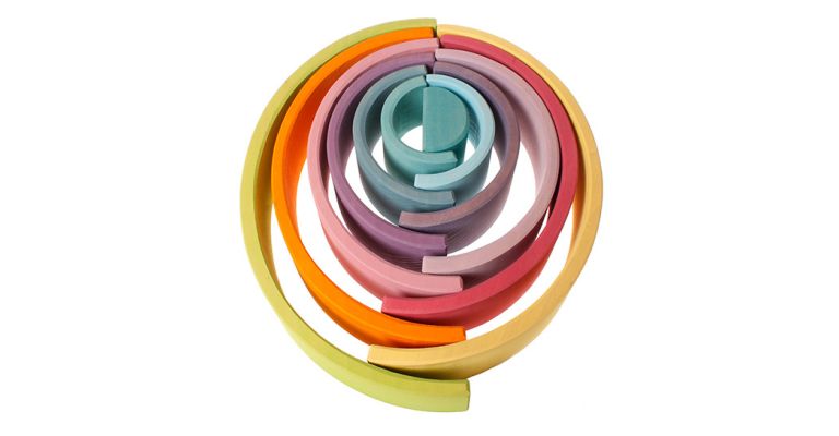 Grimm's Regenboog 12-delig, Pastel kleuren houten speelgoed - 10673