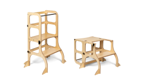 Ette Tete Leertoren Step'n Sit - Inklapbaar tot tafel en stoel - Naturel - Met extra support